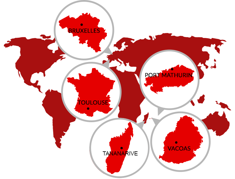 carte-implantations-assistance-virtuelle-france-belgique-madagascar-maurice.png Carte des implantations Assistance Virtuelle : Toulouse, Bruxelles, Tananarive, Vacoas et Port Mathurin
